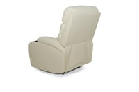 كرسي استرخاء جلد بيج ثابت مع حامل أكواب بتصميم مري...