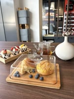 طبق تقديم فخم خشبي غطاء اكريلك حجم صغير