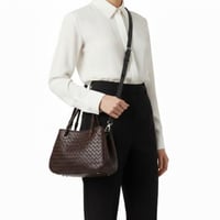 Woven Elegance Tote Bag – coffee