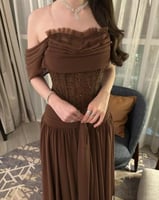 فستان بني شيفون