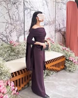 فستان ناعم ثلاثه الوان خامه باربي اكمام طويله