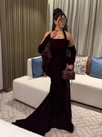 فستان سهرة أنيق شتوي لون عودي