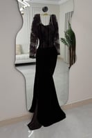 فستان سهرة أوف شولدر لون بني