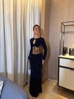 فستان سهرة أنيق مخمل لون كحلي