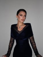 فستان سهره أنيق كحلي مخمل