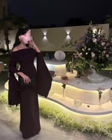 فستان ناعم ثلاثه الوان خامه باربي اكمام طويله