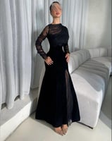 فستان سهرة دانتيل شتوي لون اسود