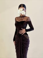 فستان سهره مخملي بقصة كورسیه