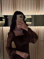 فستان سهره اللون بني دانتيل وفصوص زركون