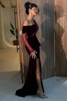 فستان سهرة مخمل أنيق شتوي