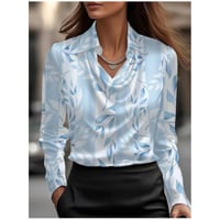 موضة طباعة سوينغ طوق كم طويل قميص المرأة بلايز رب