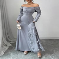 فستان نسائي من Rafiah بأكمام طويلة بدون أكتاف مط