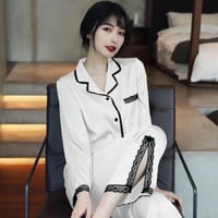 بيجامات نسائية طويلة من الحرير المثلج ، بيج