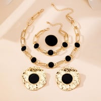 4 قطعة مجموعة مجوهرات كبيرة سوداء القرص