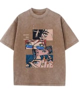 تي شيرت رجالي مغسول كلاسيكي هيب هوب ، تي شيرت برسو...