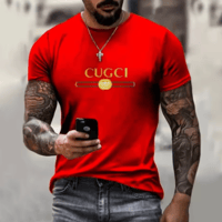 تي شيرت قصير بلون سادة للرجال، طباعة حروف ثلاثية ا...