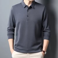 تي شيرت بولو كاجوال للأعمال للرجال بأكمام طويلة، ق...