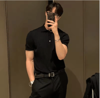 ملابس صيفية للرجال، قميص بولو رياضي مخطط مريح ومصن...