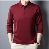 تي شيرت بولو كاجوال للأعمال للرجال بأكمام طويلة، ق...