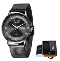 LIGE-ساعة سوار فولاذية مبتكرة للنساء ، ساعات نسائي...