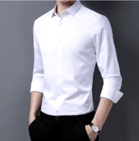 قميص رجالي كاجوال أنيق بلون سادة وأكمام طويلة