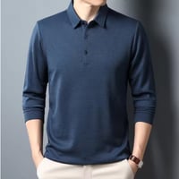تي شيرت بولو كاجوال للأعمال للرجال بأكمام طويلة، ق...