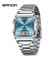 ساعات مربعة للرجال من ماركة ساندا ، فولاذ مقاوم لل...