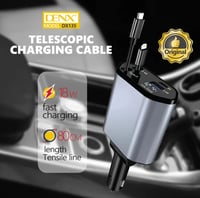 شاحن سيارة قابل للسحب DENX DX135 بقوة 18 واط 3 في...