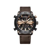 ساعة رياضية للرجال بحزام جلدي من نافيفورس