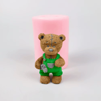 PRZY قالب سيليكون 3D لدب تيدي مع قبعة، قالب فوندان...