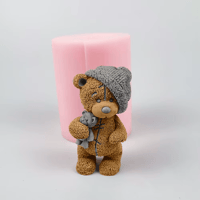 PRZY قالب سيليكون 3D لدب تيدي مع قبعة، قالب فوندان...