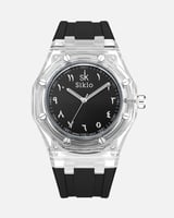 ساعة ربل عربي باللون الأسود ميناء أسود