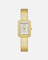 ساعة بتصميم أنيق باللون الذهبي ميناء ابيض