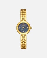 ساعة فاخرة بتصميم ناعم باللون الذهبي ميناء صدفي رص...