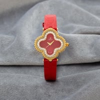 ساعة جلد بلونها الذهبي الاحمر