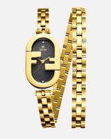 ساعة استيل لفتين باللون الذهبي