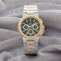 ساعة ستيل باللون الذهبي و الفضي أخضر