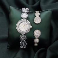 طقم فصوص سهرات باللون الفضي