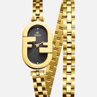 ساعة استيل لفتين باللون الذهبي ميناء أسود