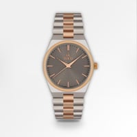 ساعة رجالية باللونين الفضي والنحاسي