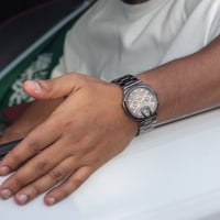 ساعة رجالية استيل باللون الاسود ميناء اسود