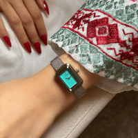 ساعة نسائية حصير استيل باللون الفضي ميناء تيفاني