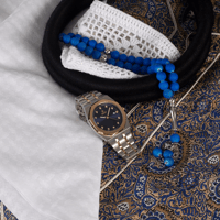 ساعة رجالية باللونين الفضي والنحاسي