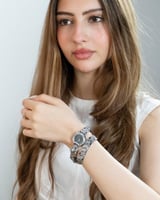 النمر العربي استيل لفتين باللون الفضي ميناء أسود