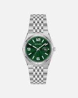 ساعة تكمل حضورك باللون الفضي ميناء أخضر