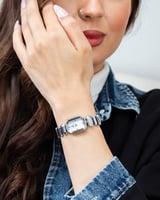 ساعه استيل دايموند فضي ابيض