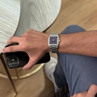 ساعة رجالية استيل باللون الفضي ميناء كحلي