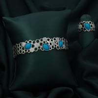 طقم اسوارة وخاتم باللون الفضي