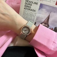 ساعة نسائية ربل فصوص زركون باللون الرصاصي ميناء رص...