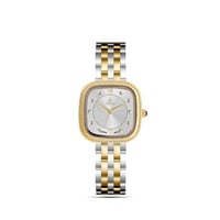 ساعة نسائية استيل باللون الذهبي والفضي ميناء ابيض